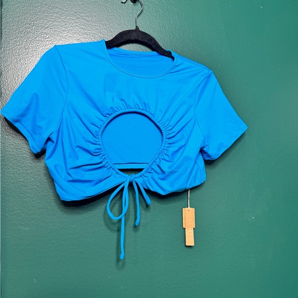 Skims Swim Set Turquoise Shorts and Keyhole Crop Top | Size 2X - Picture 2 of 7